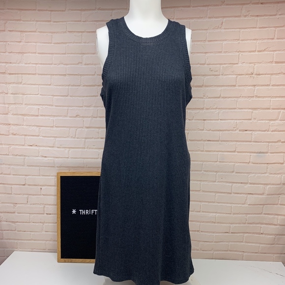 Madewell Ribbed Tank Stretch Gray Dress Large - Picture 1 of 8